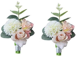Pacote De 2 Boutonniere Para Homens Casamento, Broche Buquê Corsage Clássico Artificial Noivo Noiva Flores Com Pin Terno Decoração Boutineers Ehstmind
