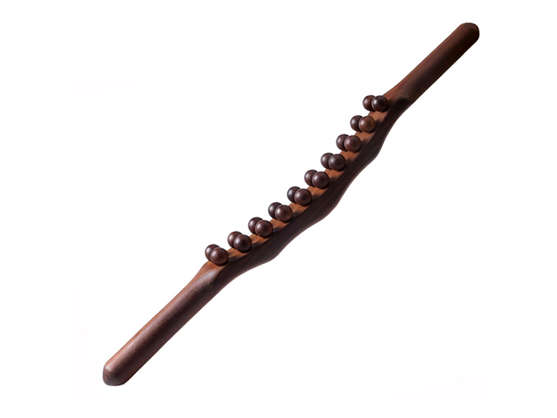 Bastão De Massagem Gua Sha, 20 Esferas, Massajador Para Pescoço E Costas, Madeira De Faia