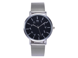 Reloj De Pulsera De Aleación Con Dial Redondo Analógico De Cuarzo Moda Plata Y Negro