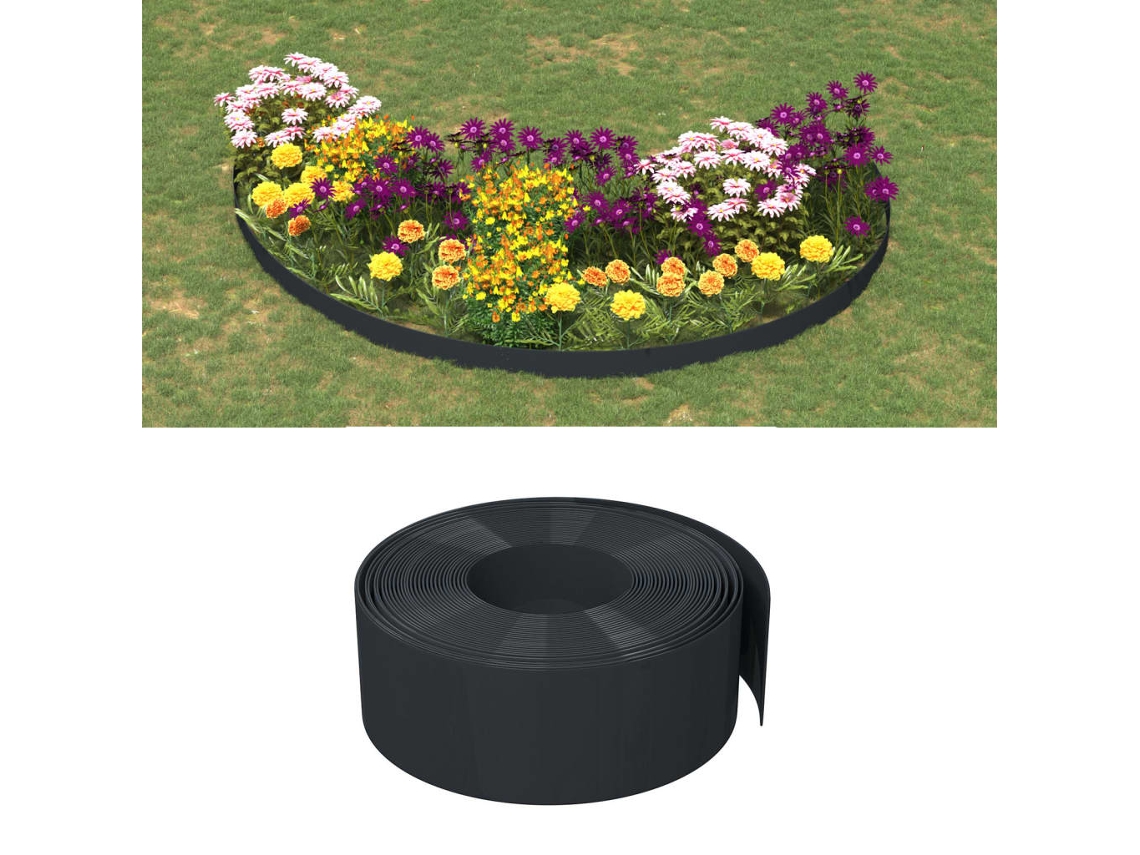 Vidaxl Bordas De Jardim 4 Pcs 10 M 20 Cm Polietileno Preto