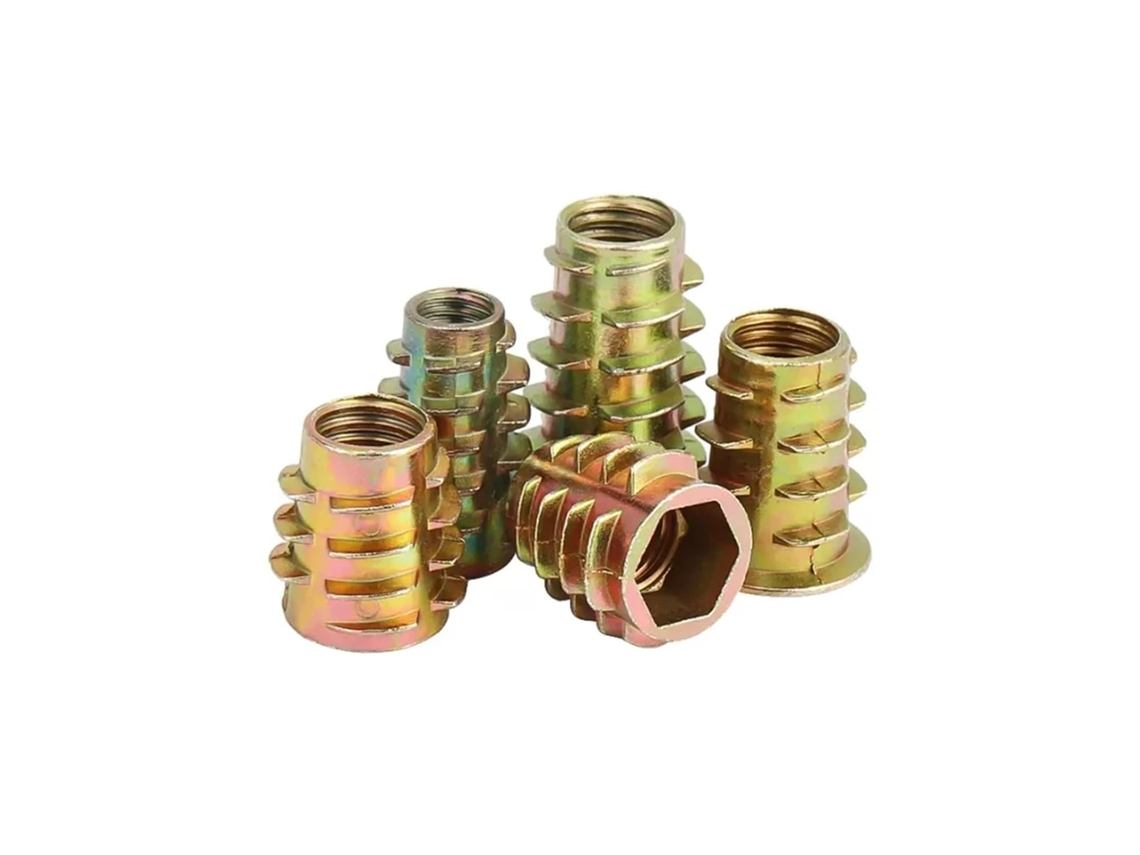 8 Porcas De Inserção Madeira Com Flange, Cabeça Sextavada, Para