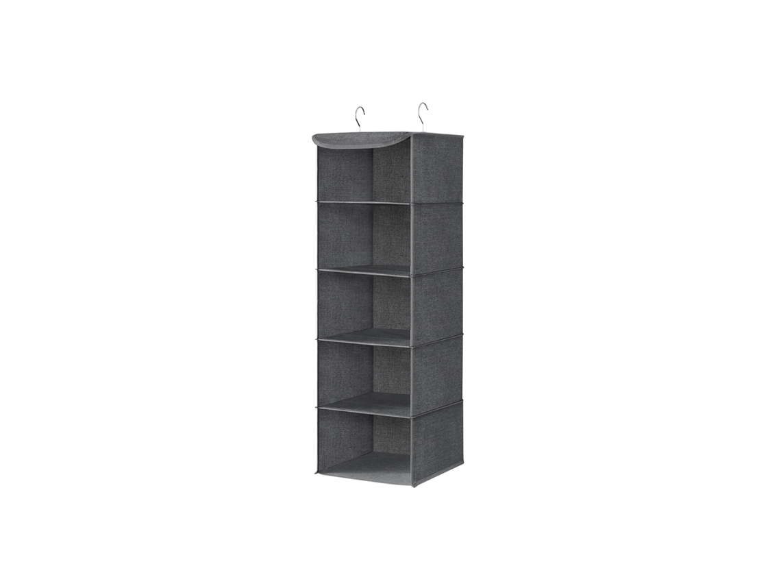 Pack De 2 Organizadores Colgantes Armario 5 Niveles Refuerzo Bambú 30x30x90 Cm - Gris