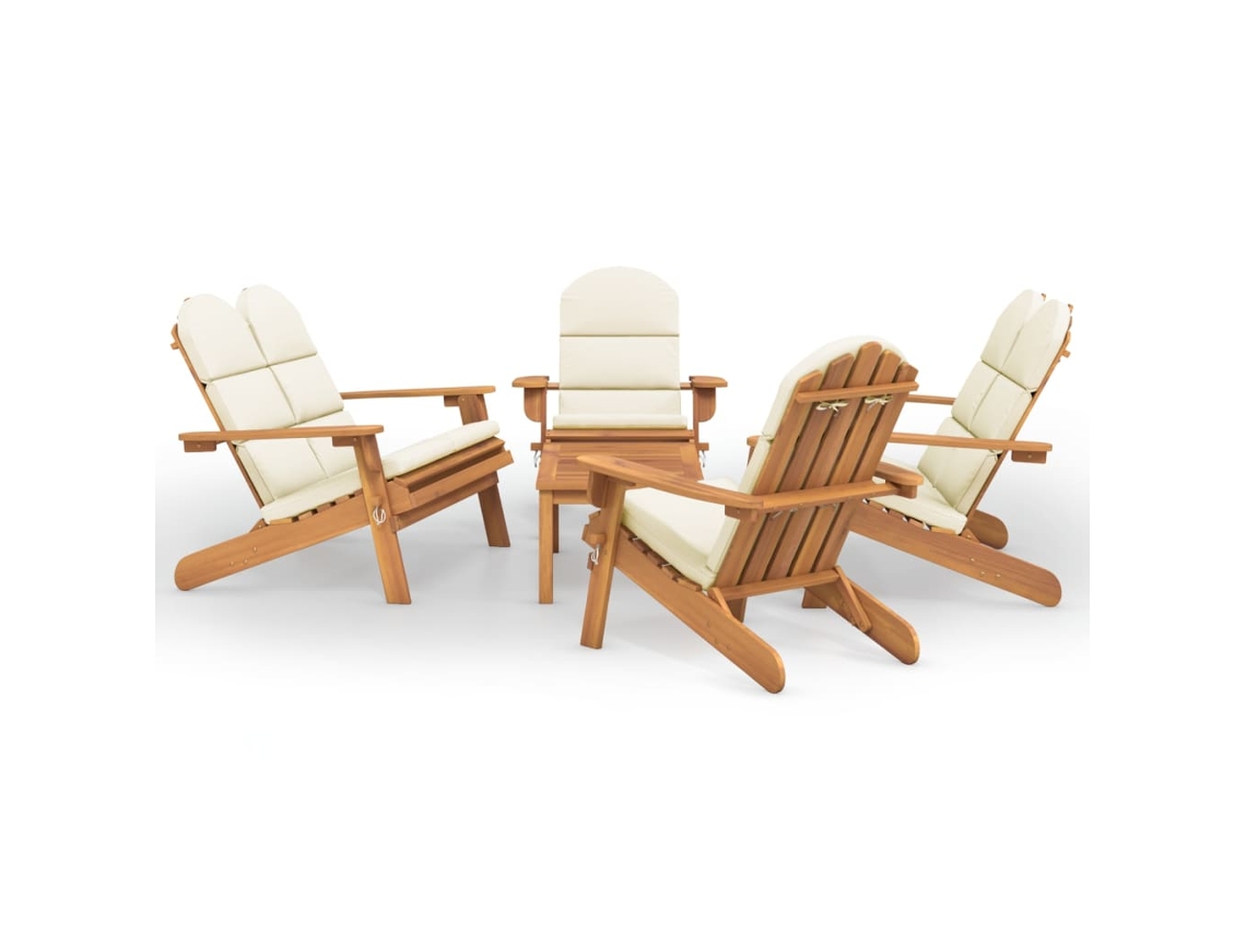 Conjunto de 5 Peças Lounge de Jardim Adirondack Acácia Maciça CLIC N BUY 75x84x90 cm