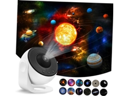 Projetor de Luz Noturna Galaxy em Abs Pc Branco com 12 Discos de Filme, Lua, Estrelas e Padrões. SFUSHOS
