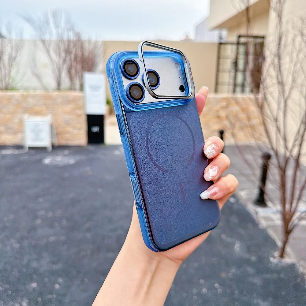 (iphone 16 Plus, Azul) Capa Invisível Com Suporte Magnético Para Iphone, Compatível Com Carregamento Sem Fio Magsafe.