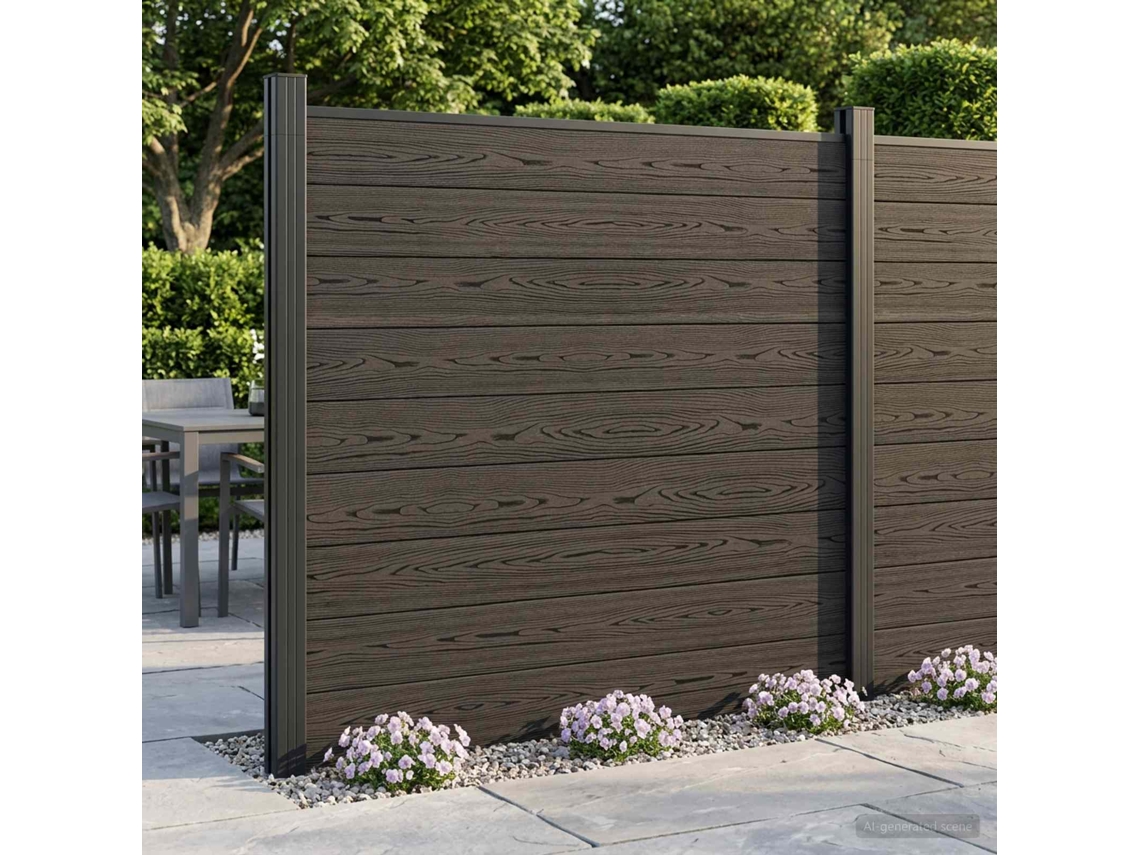 Vidaxl Conjunto De Cercas 6 Unid. 1045 X 186 Cm Wpc E Alumínio Preto