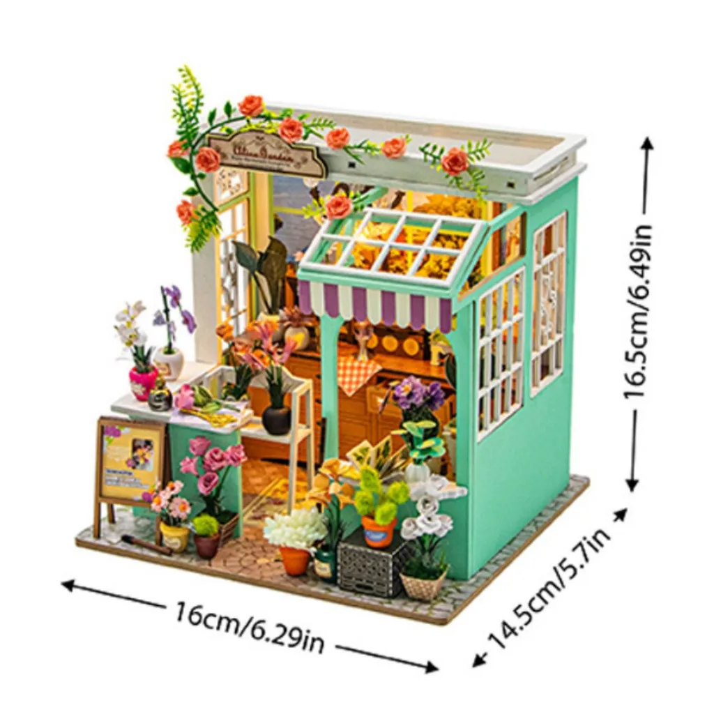 Quebra cabeça 3d de uma Casa de Campo com Jardim, uma Miniatura de uma Casa em Plena Floração. MDUG