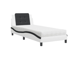 Estrutura de Cama MAISON EXCLUSIVE Zadar sem Colchão 90x190 Cm em Couro Artificial Preto e Branco