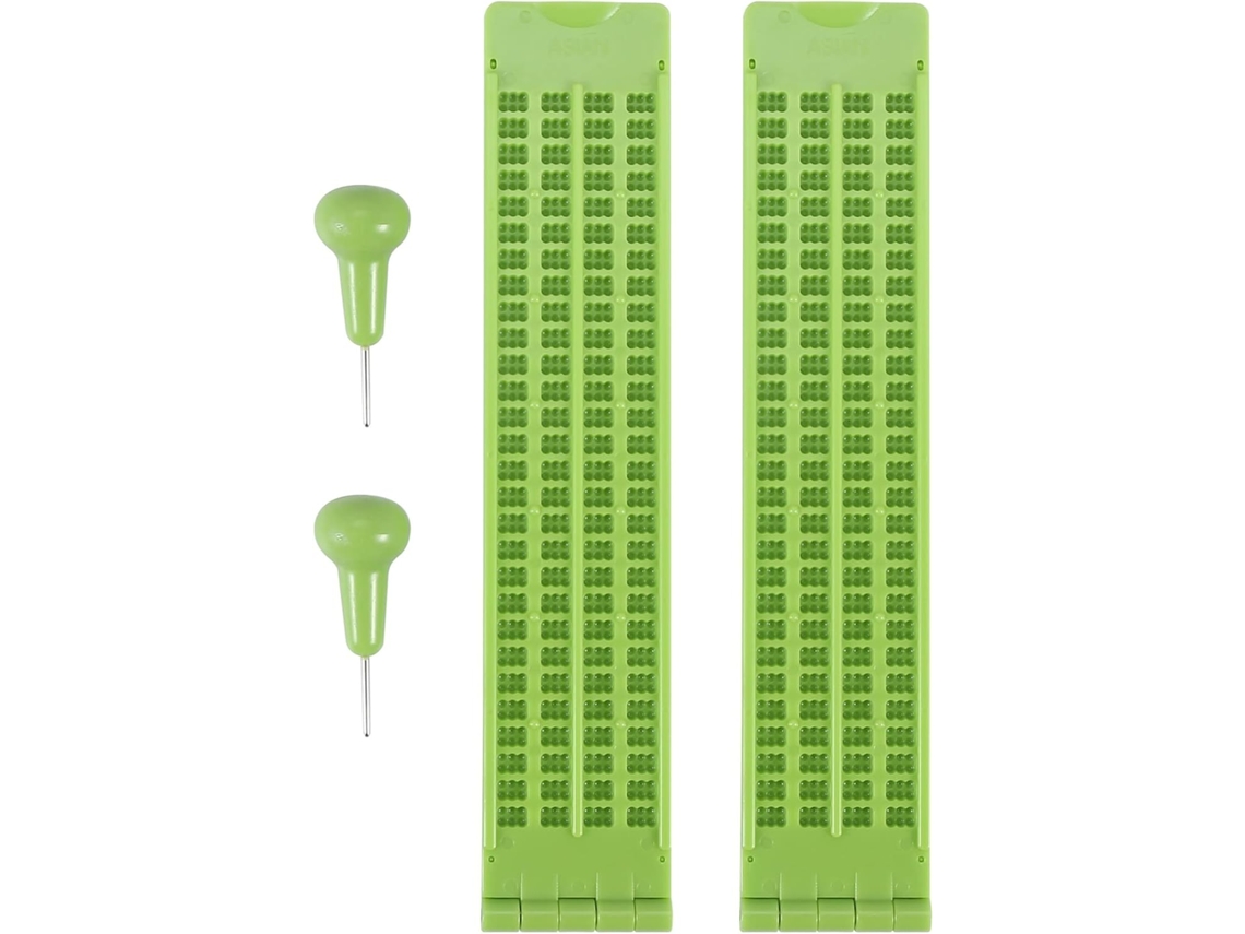 Kit de Escrita em Braille SFUSHOS, 4 linhas, 28 células, plástico verde
