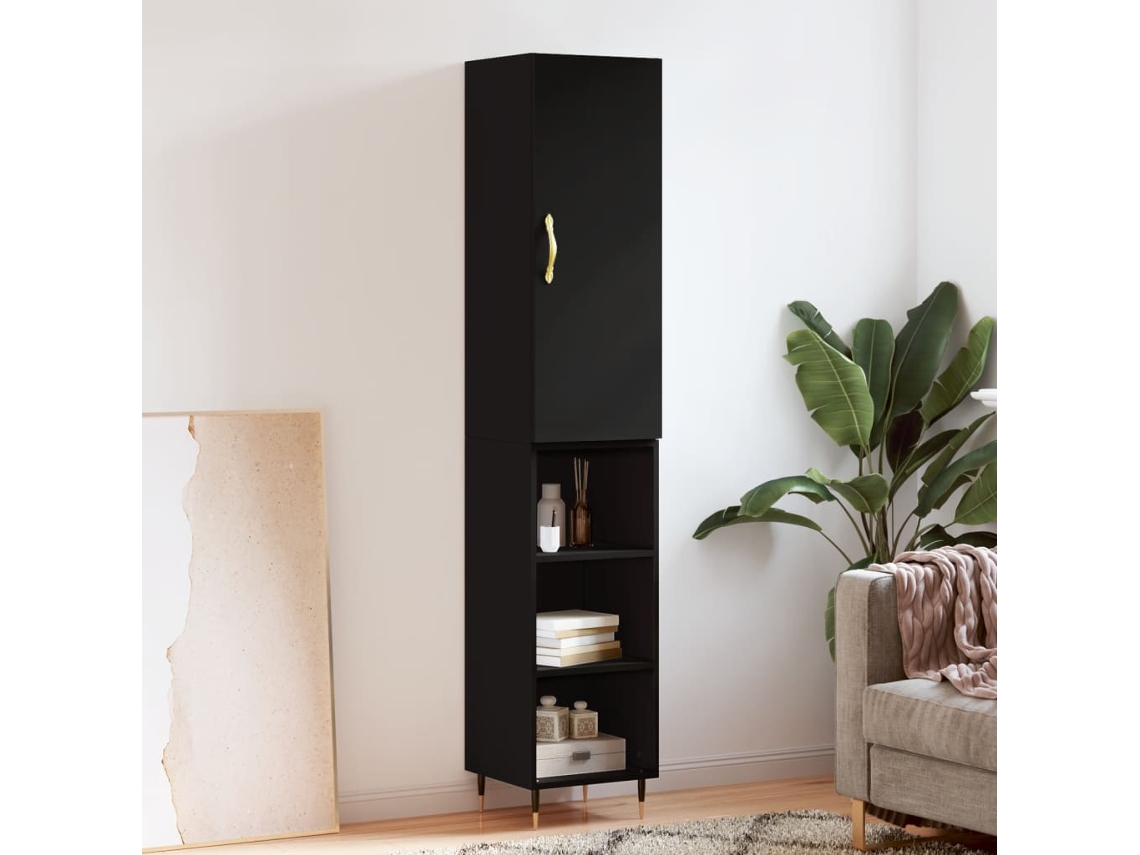 Armario alto 34,5x34x180 cm Madera procesada Negro