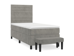 Cama com Molas/colchão 90x190 Cm Veludo Cinza claro MAISON EXCLUSIVE