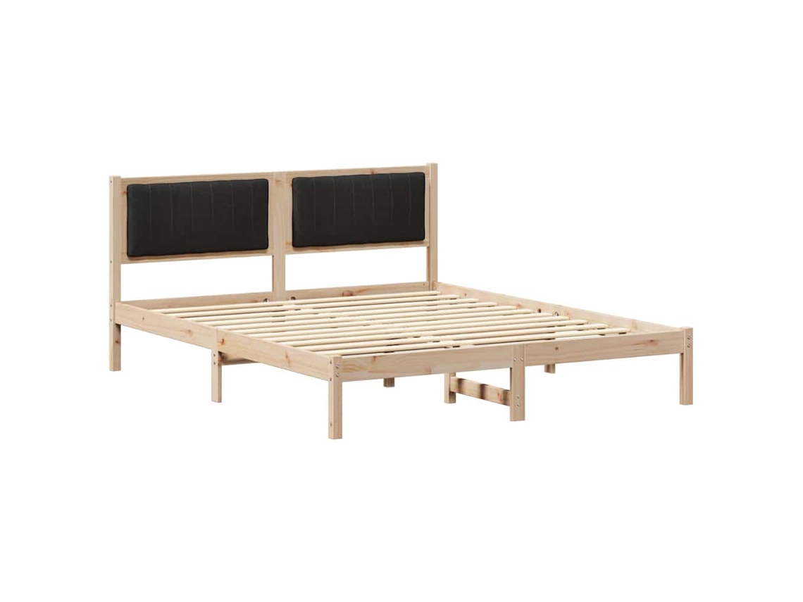 Estrutura de Cama com Cabeceira Estofada em Preto MAISON EXCLUSIVE (150x200 cm)