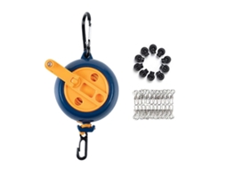 Varal Portátil Lurelia, 20 Prendedores, Retrátil, Para Viagem, Para Interior E Exterior, Para Varanda, De Alumínio, Azul, 10 M