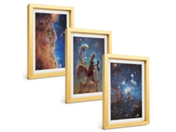 Composição De Quadros Paisagens Espaciais, Galáxias Espelharte (3 Peças 20x30 Cm)