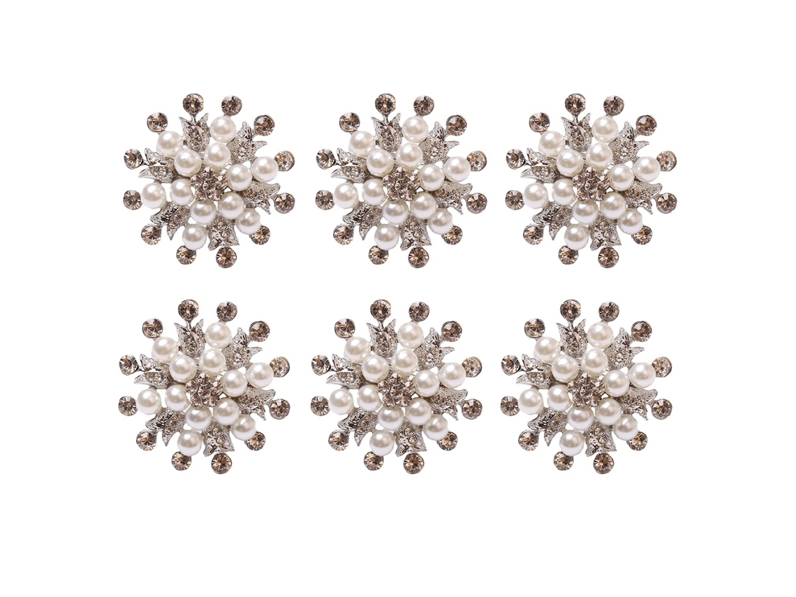 Elysve 6 Unidades Argolas De Guardanapo Com Pérolas E Strass