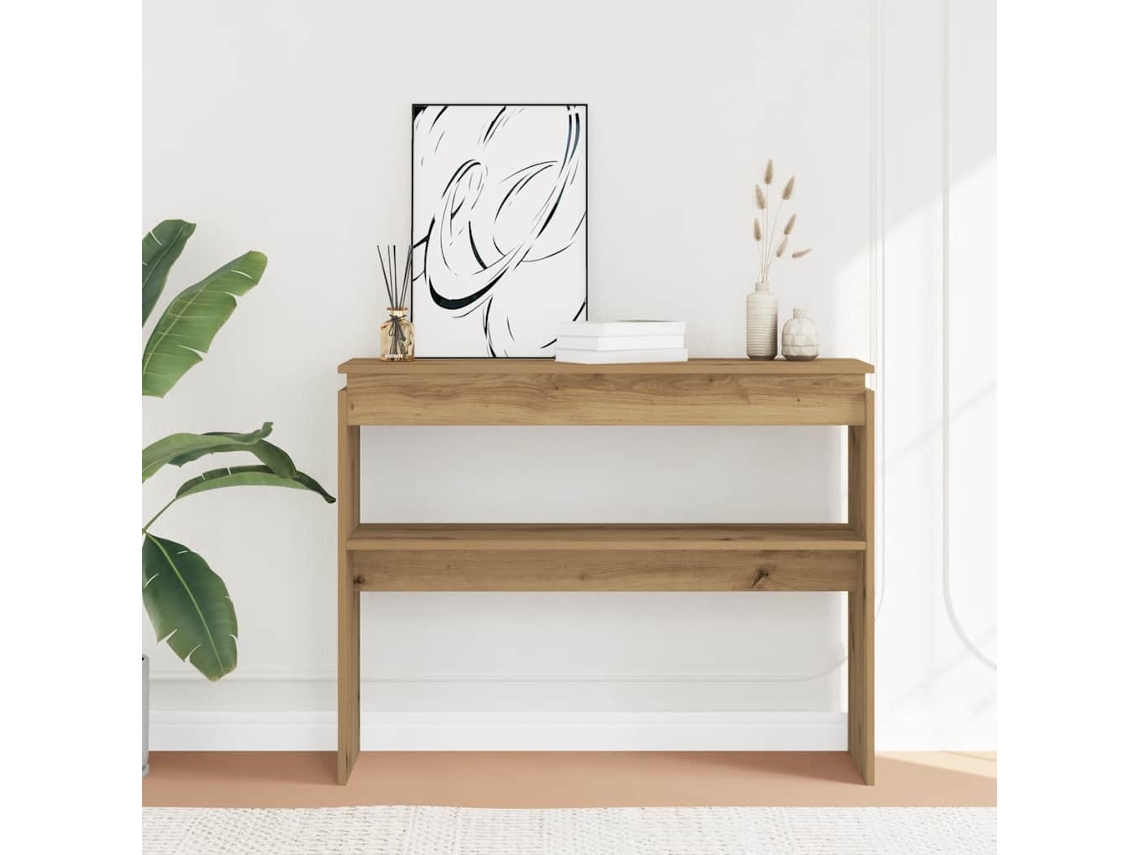 Vidaxl Mesa Consola 102x30x80 Cm Derivados Madeira Carvalho Artisiano