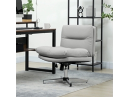 Cadeira De Escritório Com Altura Ajustável, Função Basculante, Base Cruzada E Assento Amplo 65x65x84-94 Cm Cinza Claro