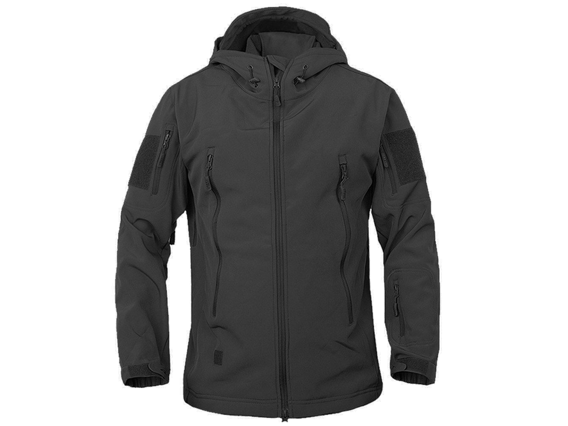 Chaqueta Deportiva Al Aire Libre De Fibra De Poliéster Con Capa Suave Camuflaje Cálida Para Camping Negro Xxxl