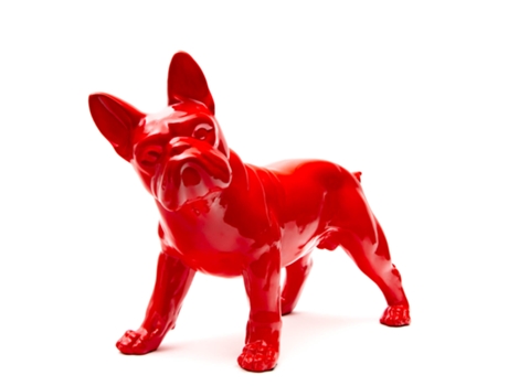 Figura Decorativa Boston Terrier Polyresina 43X19X32 Cm Vermelho