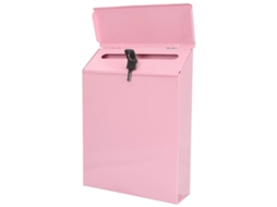 Rebe buzón de Pared Antirroto Decorativo de Hierro Caja de Correo para Hogar Finca Con Cierre Seguro 30x23cm Rosa