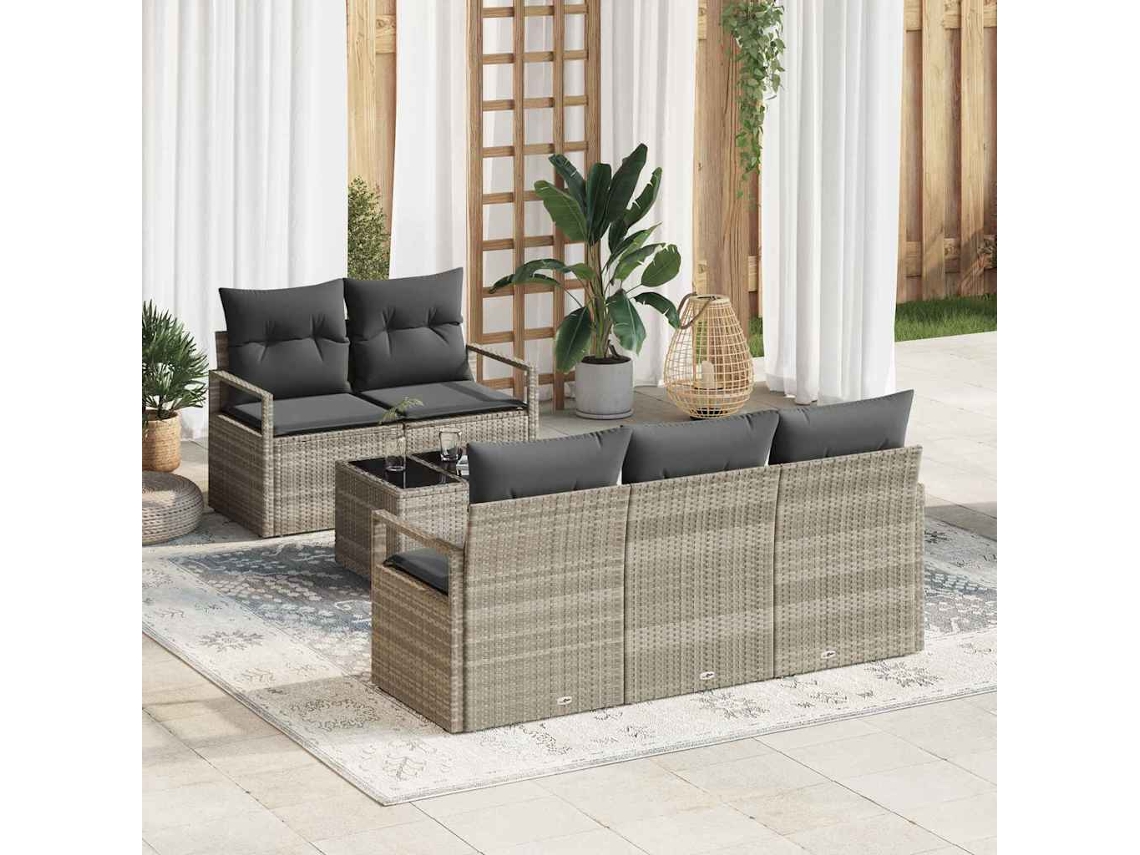 Vidaxl Conjunto De Sofás 6 Unid. 5-número De Lugares Cinzento-claro
