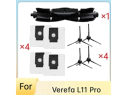 Kit Com 9 Peças Para Aspirador Robô Verefa L11 Pro Com Esvaziamento Automático, Incluindo Escova Lateral Principal, Sacos De Pó E Acessórios Esse_ozo