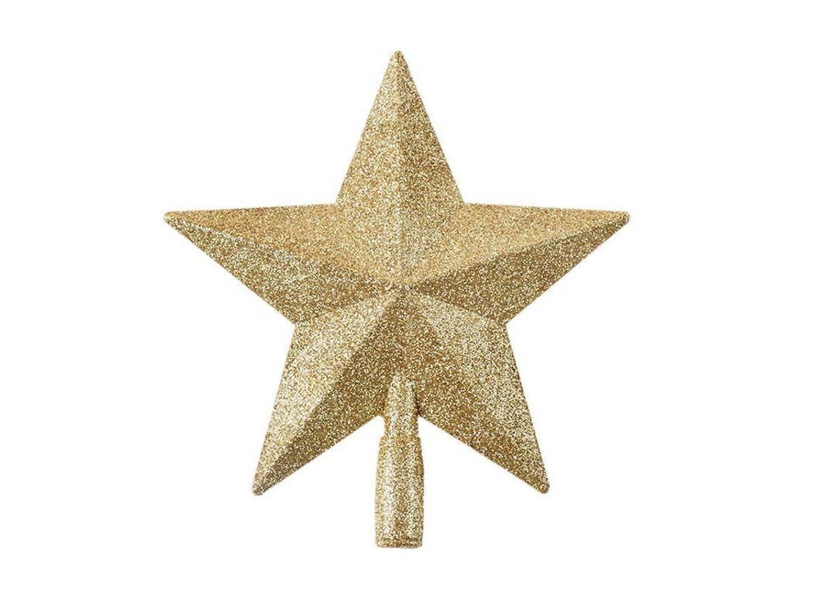 Topo De Árvore De Natal Em Forma De Estrela Com Pó Dourado Brilhante, 15cm X 15cm, Material Pp, Ideal Para Decoração Interna Dourado