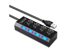 Yizhood 4 em 1 USB 2.0 Hub Docking Station Use USB 2.0 Power Adapter Switch Hub 30cm Cabo Preto