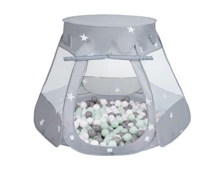 SELONIS Tenda Baby Jump com Bolas de Plástico Tenda 105X90Cm/600 Peças Bolas para Crianças Cinzento:Branco/Cinzento/Minzento