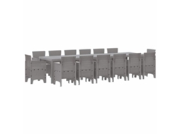 Maison Exclusive - Conjunto De Jantar Para Jardim 15 Pcs Cinzento-claro