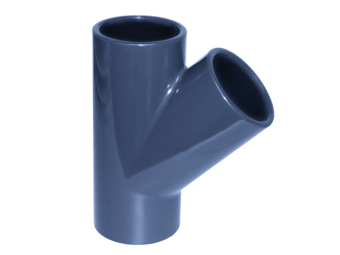 Conector T de PVC U 45° 32 mm PN16, resistente a produtos químicos e à prova de vazamentos, Cepex