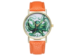 Reloj De Muñeca De Cuarzo Con Correa De Cuero Pu Zhoulianfa Moda (naranja) Unisex