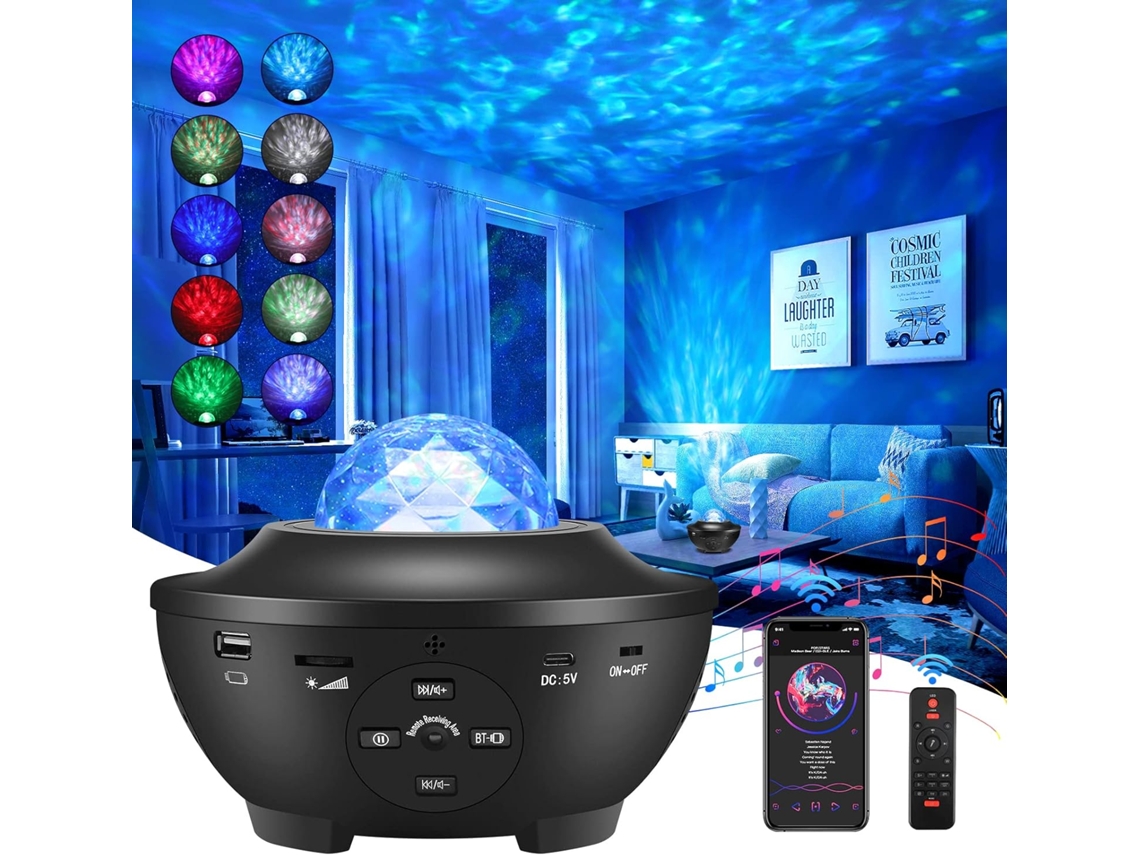 Oceanic Symphony, Projetor Galaxy Com Efeitos De Ondas Do Oceano, Controle Voz Para Shows Luzes Interativos, Alto Falante Bluetoot Aquaforge