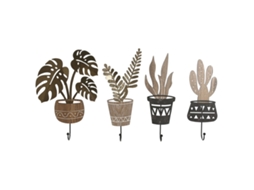 Bengaleiro De Parede Home Esprit Natural Metal Madeira Mdf 16 X 4 X 30 Cm (4 Unidades)