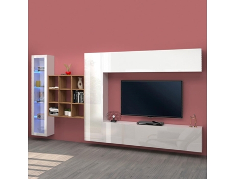 Armário Móvel de Tv de Parede Vitrina Branco Sala de Estar Femir Wh WEB FURNITURE