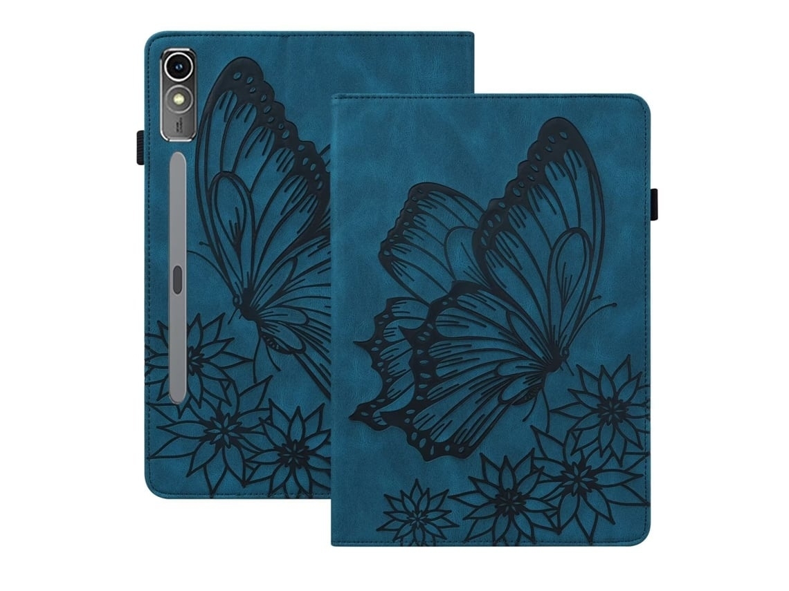 Capa Para Tablet Lurelia, Para Samsung Galaxy Tab S7/s8s9/s9 Fe Porta Cartão Borboleta Em Relevo Fosco Retrô, Azul, Dobrável Com Suporte