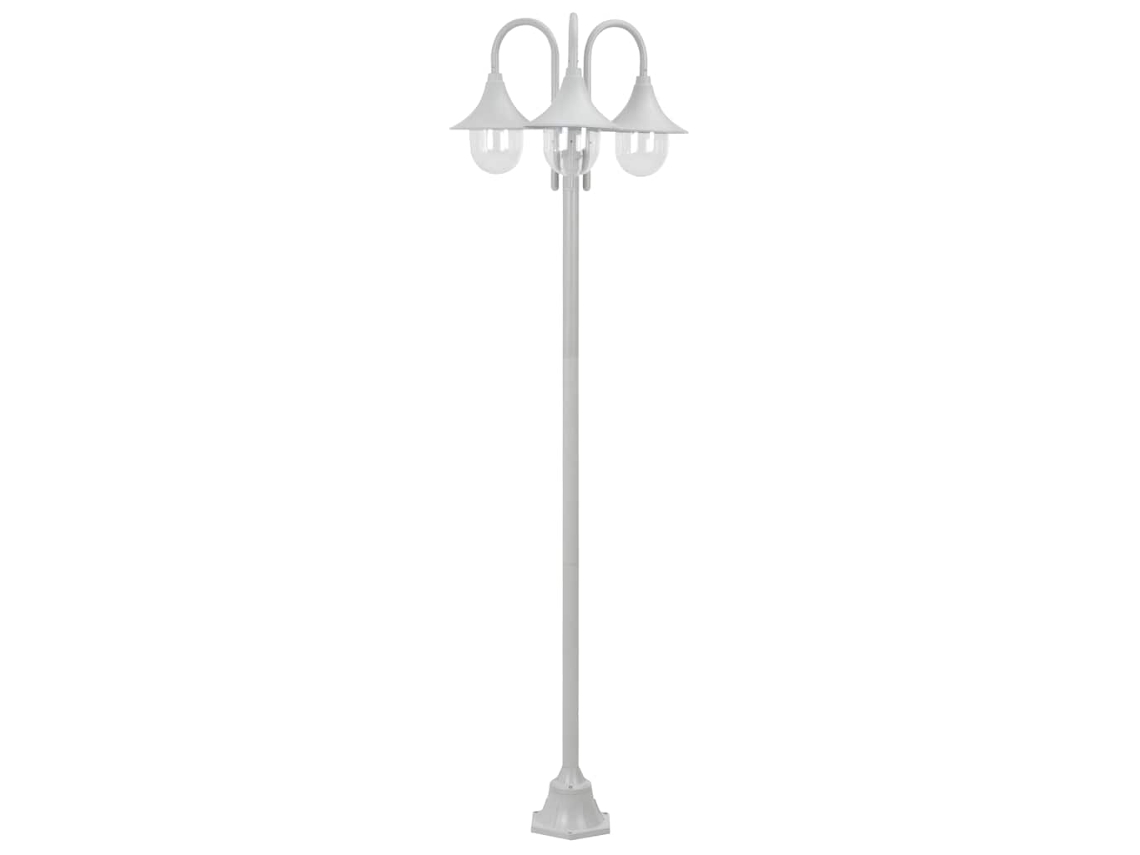 Vidaxl Candeeiro De Pé P/ Jardim C/ 3 Braços E27 220cm Alumínio Branco