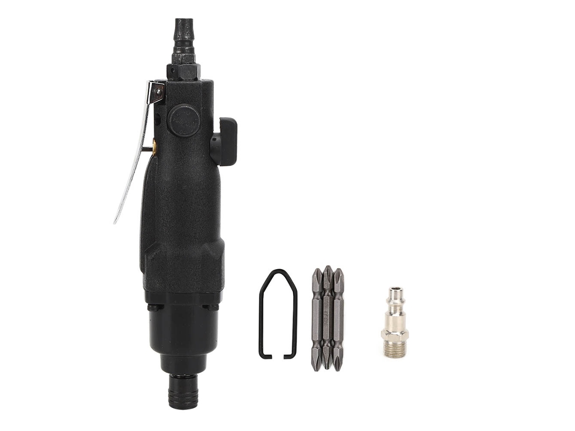 Chave de fenda pneumática com cabo reto de 8 polegadas, conector rápido tipo japonês + 3 pontas de chave de fenda