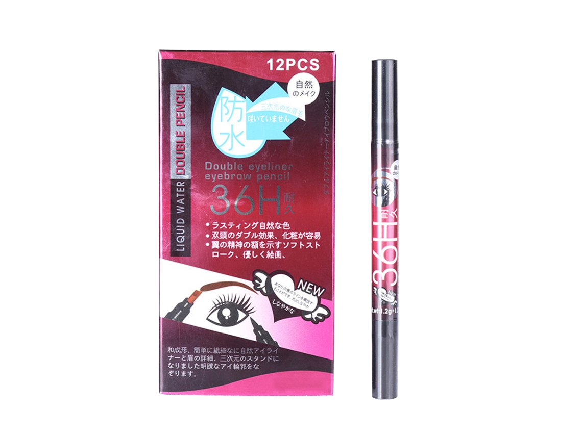 Lápiz De Ojos Y Cejas Bicolor Impermeable Herramienta De Maquillaje