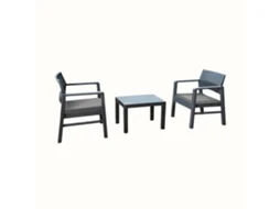 Conjunto de Jardim Kraka Antracite IPAE PROGARDEN (2 Cadeirões + 1 Mesa de Apoio)