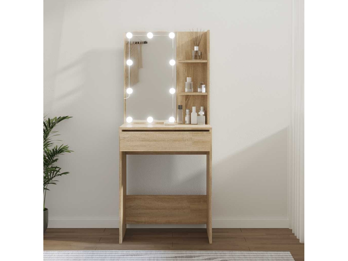 Vidaxl Toucador Com Leds 60x40x140 Cm Carvalho Sonoma