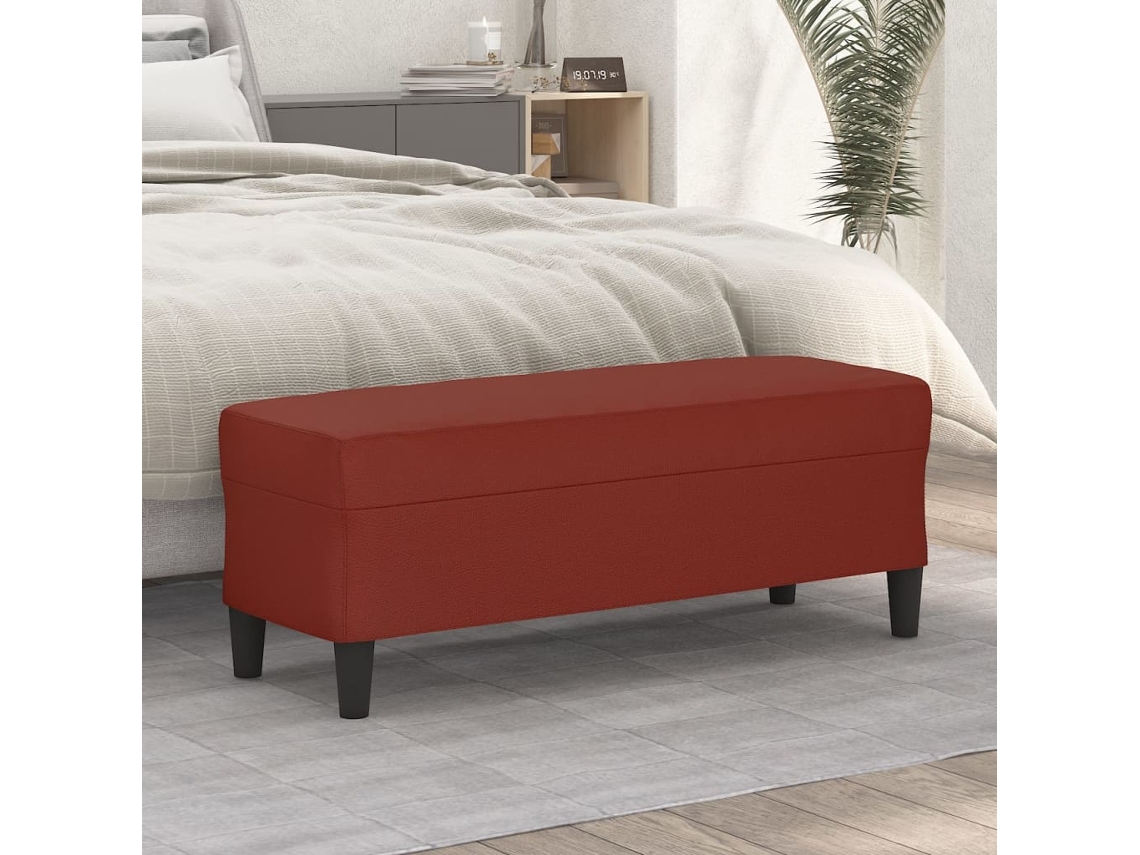 LOVELY HOME Banqueta Banco 100X35X41 Cm Couro Artificial Vermelho Tinto