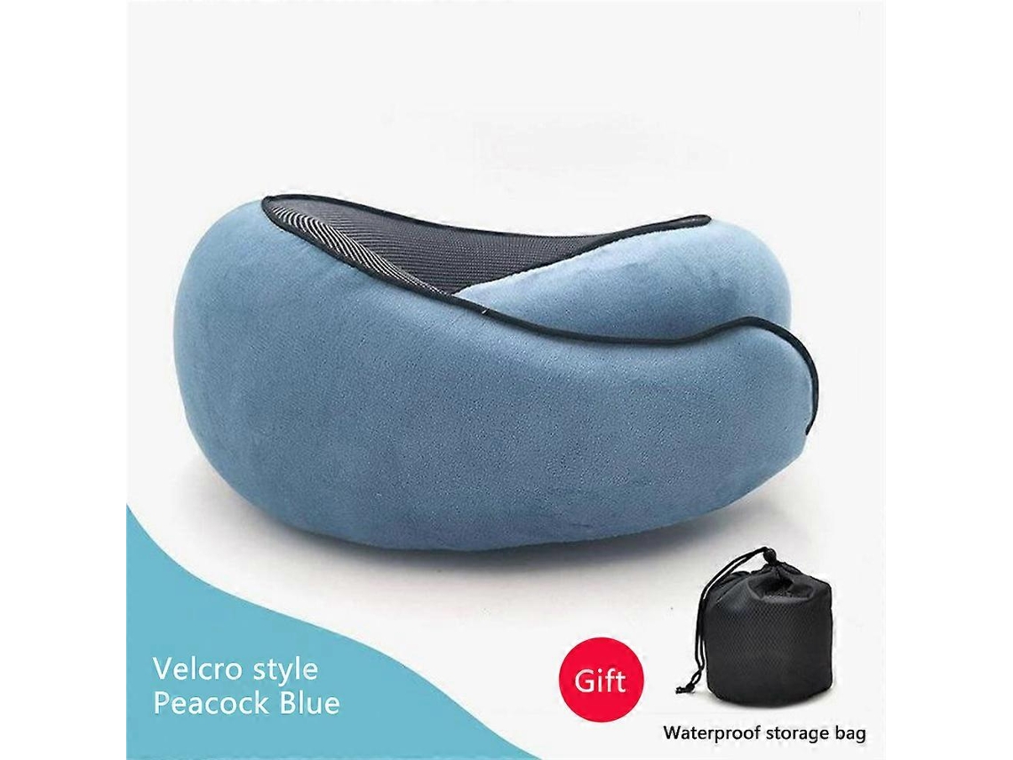 Travesseiro De Segurança Para Pescoço Em Viagens, Espuma Viscoelástica, Confortável E Respirável, Formato U, Azul Pavão. Aquaforge