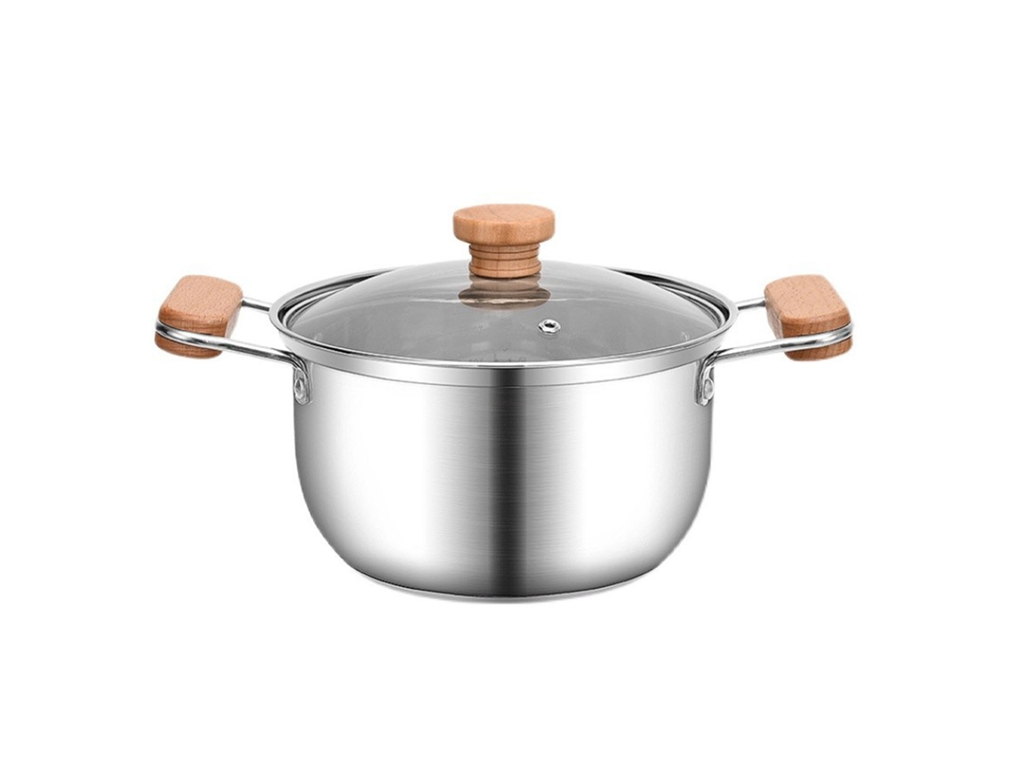 Panela de aço inox com duas alças para cozimento de sopa e macarrão, compatível com indução, 22cm | S/MARCA