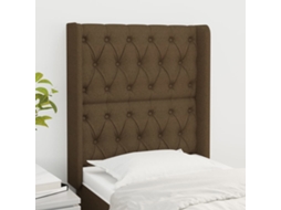 Vidaxl Cabeceira Cama C/ Abas Tecido 83x16x118/128 Cm Castanho-escuro
