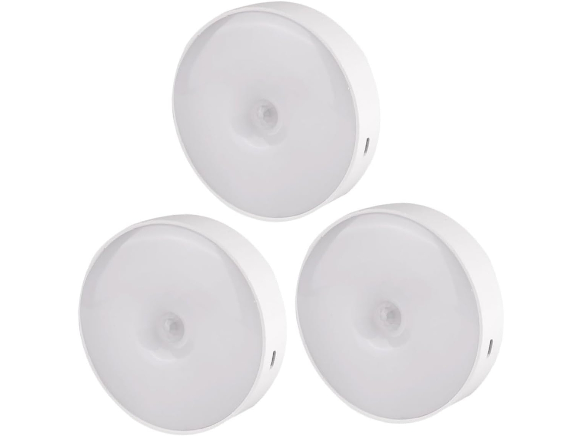 Luminária Noturna Led Kombuida De 3 Peças Com Sensor Movimento E Para