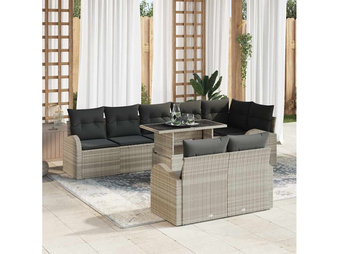 Vidaxl Conjunto De Sofá De Jardim 9 Unid. Cinzento-claro