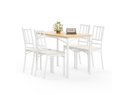 Conjunto Jantar Industrial Branco 4 Cadeiras 110x60x77cm
