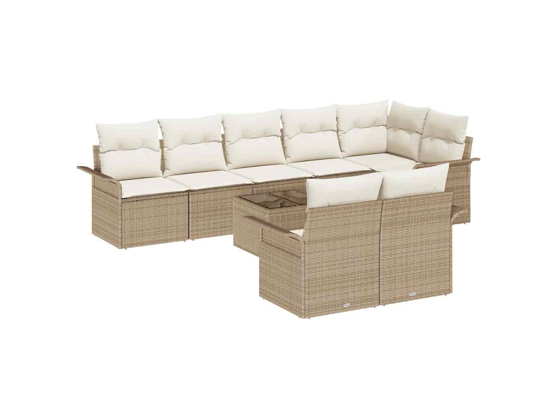 Conjunto de sofá de jardim com estrutura de 9 peças Bege Vime Pe MAISON EXCLUSIVE