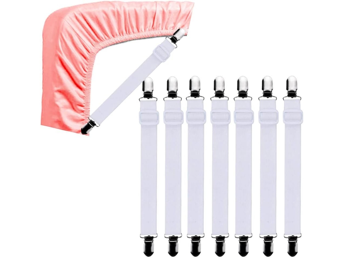 Lurelia Fivelas Para Lençol Ajustável Elástico Resistente Seguro 8 Peças Metal Plástico Colcha Colchão Cama